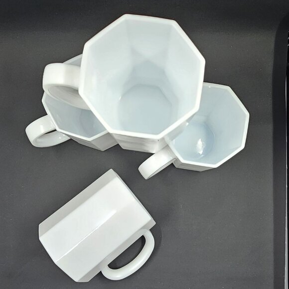 Vintage Arcopal France Novoctime White Mugs - Set of (4) - Picture 2 of 14